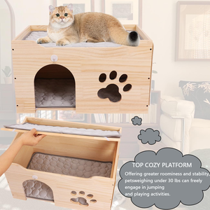 Casa de Madera Grande para Gatos de Interior - Casa Rascador para Gatos, Cueva Resistente para Jugar y Dormir, Rascadores para Gatos Personalizables - Product Image 4