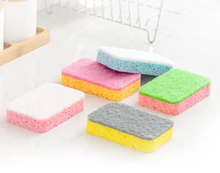 Customized Natural Biodegradable Wood Pulp Cotton Loofah Dish Sponge Cleaning Tool Kitchen Cellulose Sponge