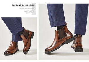Botas <span class=keywords><strong>Chelsea</strong></span> de Plataforma con Punta Cerrada Estilo Británico para Hombre, Parte Superior de Cuero PU, Cierre Deslizante, Antideslizantes, Transpirables - Product Image 6