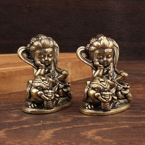 Chinese Classical Bronze Manjushri Bodhisattva Statue Figure Desktop Ornament Home Office <b>Decor</b> Brass Sculpture - Product Image 3