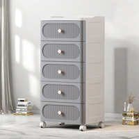 Meuble de rangement multifonctionnel en plastique à tiroirs étroits ; Table de chevet pour chambre et salle de bain, étagère pour vêtements, collations et papeterie