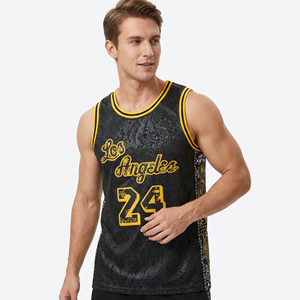 Camiseta sin mangas de baloncesto para hombre, negra, de malla transpirable, ajuste holgado, para deportes y entrenamiento de verano, talla grande, con letras bordadas - Product Image 4