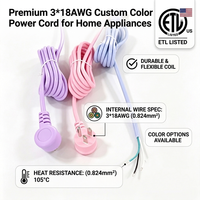 Kabel Pengganti Colokan Bulat 3-Pin NEMA 5-15P Tembaga Ujung Terbuka untuk Peralatan Rumah Tangga