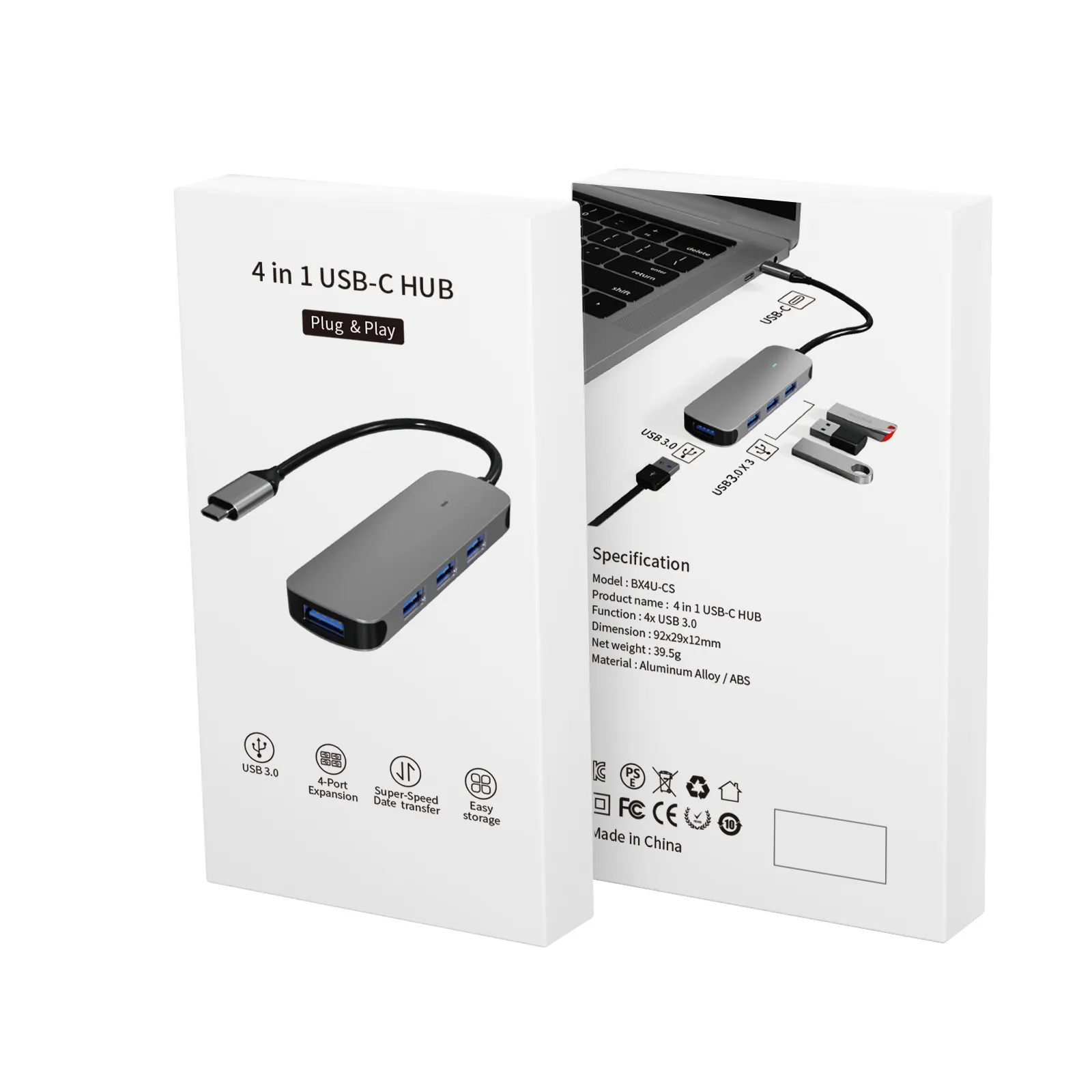 Usb hub 4 ميناء الإرساء محطة نوع-C إلى USB3.0 * 4 ل ماوس usb للكمبيوتر نوع c مهايئ توزيع