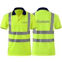 Vêtements de travail de sécurité réfléchissants fluorescents personnalisés, polo à manches courtes haute visibilité, uniforme en polyester tricoté