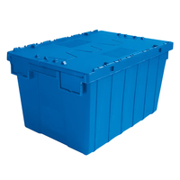 Caisse de déménagement en plastique d'entrepôt Conteneurs de stockage à couvercle attaché empilable Boîte de roulement en plastique pour le transport