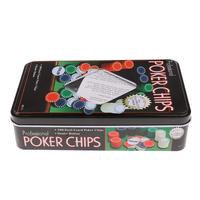 Ensemble de 100 jetons de poker en plastique avec étui de rangement, vente chaude, jetons en PP bon marché de 4 g avec bouton de croupier pour les jeux de divertissement au Texas