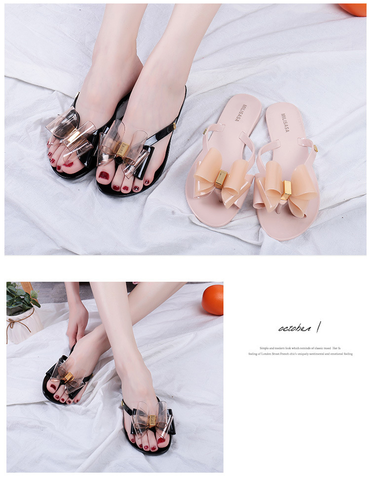 Ladies Bow Shoes Outdoor Flat Platform Sandals PVC Sole for Sandals Slippers Women