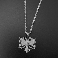 Silber/Gold Albanischer Adler Anhänger Halskette Ethnischer Schmuck Mit Kupferketten für Männer und Frauen Kosovo # 233406