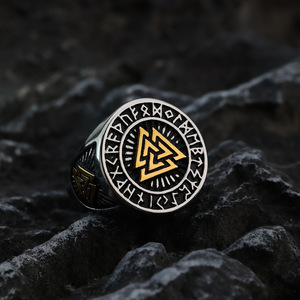 Hochwertige Wikinger Vintage Thor Hammer <span class=keywords><strong>Ring</strong></span> Edelstahl Nordic <span class=keywords><strong>Wolf</strong></span> Kopf Anhänger Religiöse Männer Zubehör - Product Image 4