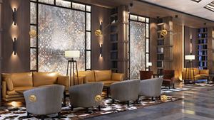 Design d'Interni in Stile Russo, Set Moderno di Bancone Bar e Mobili, Divano in Pelle Personalizzato e Poltrona per Club e Lounge - Product Image 2