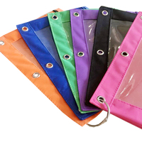 Mignon Couleur Stock Classeur Crayon Cas Sac 3 Trous Reliure À Anneaux avec Grande Capacité et Clair Fenêtres Fermeture Éclair Trousse À Crayons