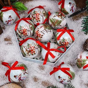 Boule de neige décorative de 75 mm, bonhomme de neige de dessin animé, scène de neige, accessoires de décoration de mariage, pendentif pour arbre de Noël, 14 par boîte - Product Image 2