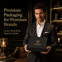 Custom Logo Kraft Paper Black Magnetic Rigid Boxes for Cosmetic & Photo Frame Packaging Recyclable Gift Box with Sponge Inserts