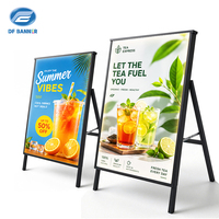Panneau publicitaire LED portable en métal en forme de A, facile à changer, pour extérieur