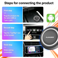 PlayAiBox Android15 Qualcomm 6350 Boîte AI CarPlay sans fil 8GB+128GB Mirrolink 5G GPS intégré Multimédia automobile pour YouTube Netflix