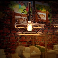 Lampe suspendue créative moderne en forme d'hexagone, cage en fer, luminaire de plafond en corde de chanvre, lustre à intensité variable pour salle à manger et salon