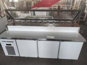 रेस्तरां काउंटर टॉप रेफ्रिजरेटर वर्कबेंच चिलर पिज्जा काउंटर फ्रीजर सलाद फ्रिज पिज्जा प्रीप टेबल रेफ्रिजरेटर - Product Image 3