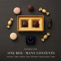 Boîte cadeau en chocolat personnalisée avec logo, petit couvercle et base, avec insert à 2 cavités pour truffes et bonbons, fabricant en gros