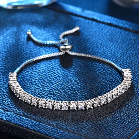 Luxury classic round tennis bracelet full brick stainless steel cubic zircon charm cuff bracelet