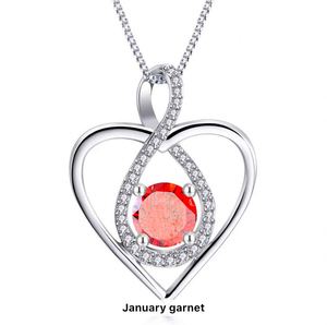 Collier pendentif pour femme en argent fin S925, en forme de cœur, avec cristaux de strass, plaqué rhodium, cadeau de mariage ou d'anniversaire, vente en gros SPJ - Product Image 3