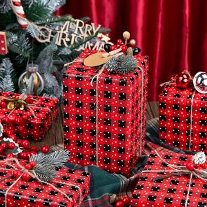 <b>Wrapping</b> <b>Paper</b> Roll 17in x 32.8ft Red Black Plaid <b>White</b> Star Double Side Recyclable Gift Craft Christmas Birthday Party Holiday - Product Image 5