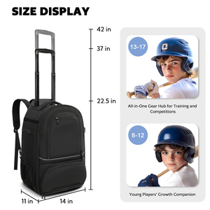 <span class=keywords><strong>Borsa</strong></span> Grande con Ruote per Attrezzatura da Softball, Zaino con Ruote per Accessori da Baseball - Product Image 6