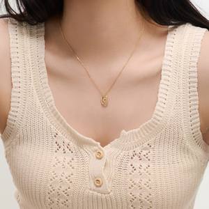 Collar con inicial Dylam rodio 14K chapado en oro 925 Plata 5A Zirconia letras diminutas-C-collares con colgante de monograma para mujer - Product Image 3