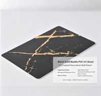 Panneau mural en PVC marbré noir doré, feuille UV haute brillance, revêtement plastique UV, revêtement mural décoratif intérieur