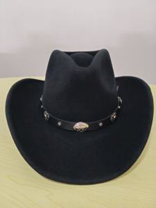 Chapeau de cowboy en métal décoratif A111401, 100% feutre de laine, à large bord rigide, style Fedora, unisexe, décontracté, toutes saisons - Product Image 2