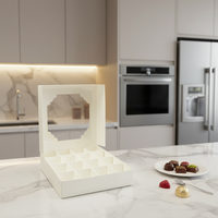 Boîtes en papier gaufré brillant de luxe à 16 compartiments avec fenêtre transparente pour emballage de chocolats, biscuits, bonbons, macarons et pâtisseries