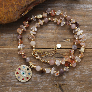 Collier avec pendentif en cristal d'améthyste avec charme œil porte-bonheur, bijoux pour femmes, cadeau - Product Image 3
