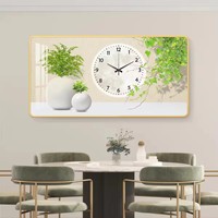 Art mural encadré en porcelaine de cristal moderne pour salle à manger et salon - Peinture décorative avec cadre en alliage d'aluminium