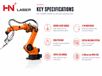 Robot Pengelasan Laser Struktur Baja 6 Axis untuk Otomatisasi Pengelasan Bengkel Fabrikasi Logam Berat