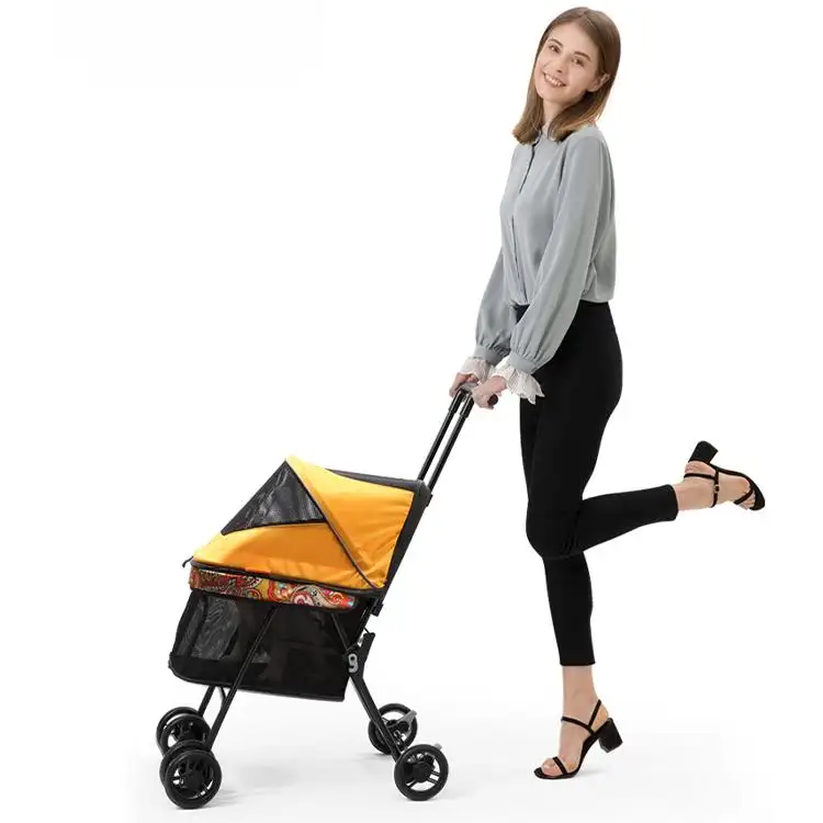 Luxe Kinderwagen Voor Honden Draagbare Opvouwbare Kat Handtas Hond Kar Reiskooi Cochecito Para Mascotas Mediana