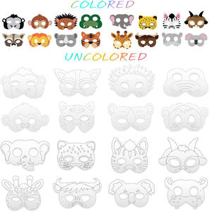 Coloriage aquarelle stylo bricolage Safari <span class=keywords><strong>masque</strong></span> blanc Jungle Animal non peint enfants Cosplay mascarade Jungle à la main fantaisie fête <span class=keywords><strong>masque</strong></span> - Product Image 3