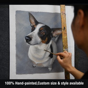 Pintura al Óleo Impresionista Personalizada Hecha a Mano, Retrato <span class=keywords><strong>de</strong></span> Niño y Perro a Partir <span class=keywords><strong>de</strong></span> Foto, Niño Abrazando a su Mascota, Arte Realista para Pared en Lienzo - Product Image 3