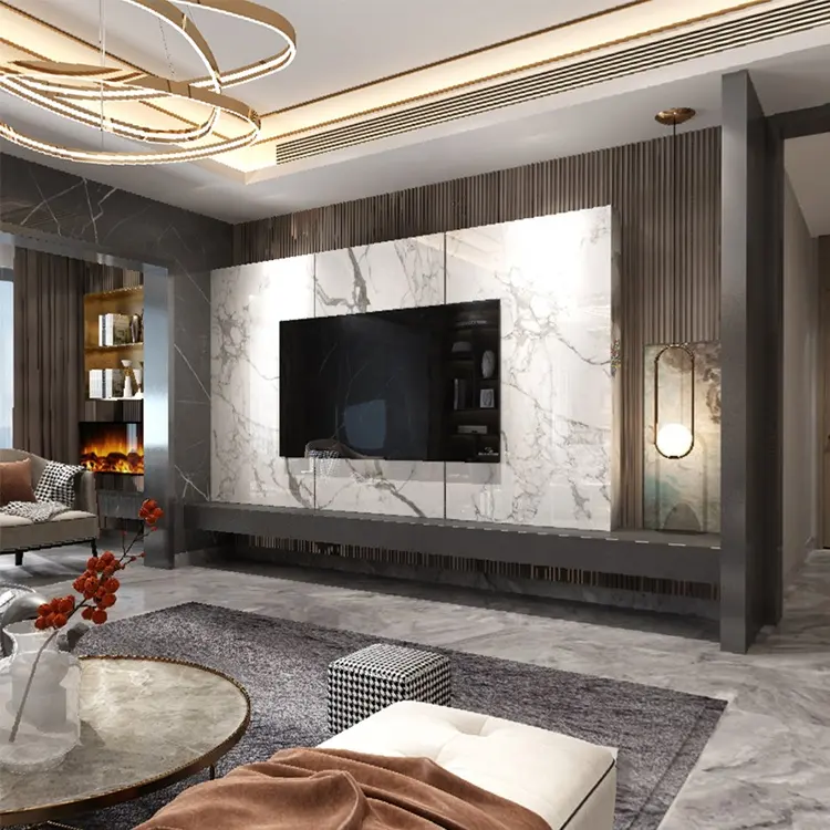 Новый дизайн 2022 года, Современные Простые блоки KINGV, дизайнерский шкаф для телевизора, мебель для гостиной, фон для телевизора из меламина