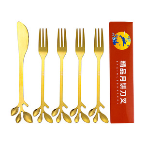 Trung thu Lễ hội bánh trung thu món tráng miệng Flatware Set thép không gỉ Dao Ngã Ba Hộp quà tặng bạc trái cây dao ngã ba đặt cho quà tặng - Product Image 5