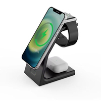 Chargeur sans fil magnétique pliable pour iPhone et montre connectée, sortie 15W PD, matériau PC, entrée 9V/2A, protections SCP OTP/OPV