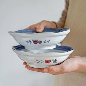 Japanese Style <b>Ceramic</b> Dish, Deep Small <b>Plate</b> with Under-glaze Painting, Home Tableware - Product Image 4