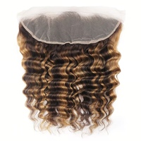 Perruque 13x4 en cheveux humains brésiliens bruts, couleur marron P4/27, perruques frontales en dentelle, cheveux cambodgiens raides ou bouclés avec mèches pour femmes