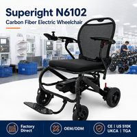 Superight N6102 300W Fauteuil roulant électrique pliable léger, fauteuil motorisé, capacité de 136 kg, cadre en fibre de carbone, 5 ans