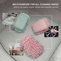 Éponge de lavage auto en microfibre chenille HM-P007, douce, très absorbante, outil de nettoyage pour le detailing auto, moto, camping-car, couleur personnalisée