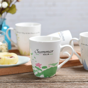 ชุดแก้วเซรามิกสไตล์เรียบง่าย 4 ใบ พร้อมหูจับลายดอกไม้ สำหรับชา กาแฟ ของขวัญสำหรับสำนักงาน - Product Image 3