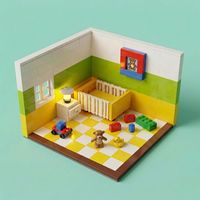 Ensemble de meubles miniatures MOC en blocs de construction, accessoires de maison de poupée, chambre à coucher, salle de bain, cuisine, bureau, jouet décoratif, cadeau créatif