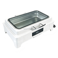 Chauffe-Plat Électrique 9L pour Buffet d'Hôtel, Plat de Présentation en Acier Inoxydable Noir pour Mariages et Banquets de Noël