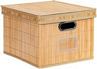 Organizador plegable grande de bambú natural para el hogar, archivador, caja de almacenamiento con tapa de carpeta colgante en el organizador del estante