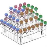 Support à sucettes transparent en acrylique, 2 niveaux, avec connecteur doré, pour décoration de comptoir de confiserie