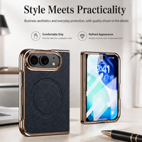 Étui de téléphone portable à écran pliable pour iPhone DUO, motif litchi premium, charge magnétique sans fil, coque anti-chute